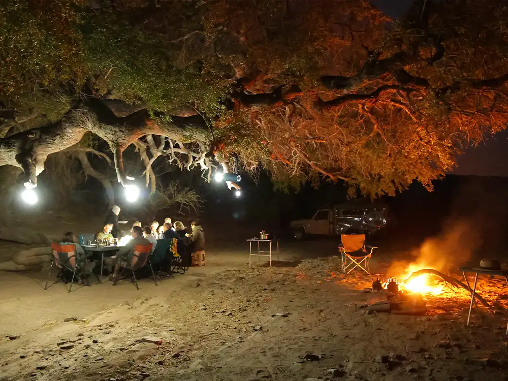 Preparing and eating dinner at a campsite in Namibia Preparing and eating dinner at a campsite in Namibia